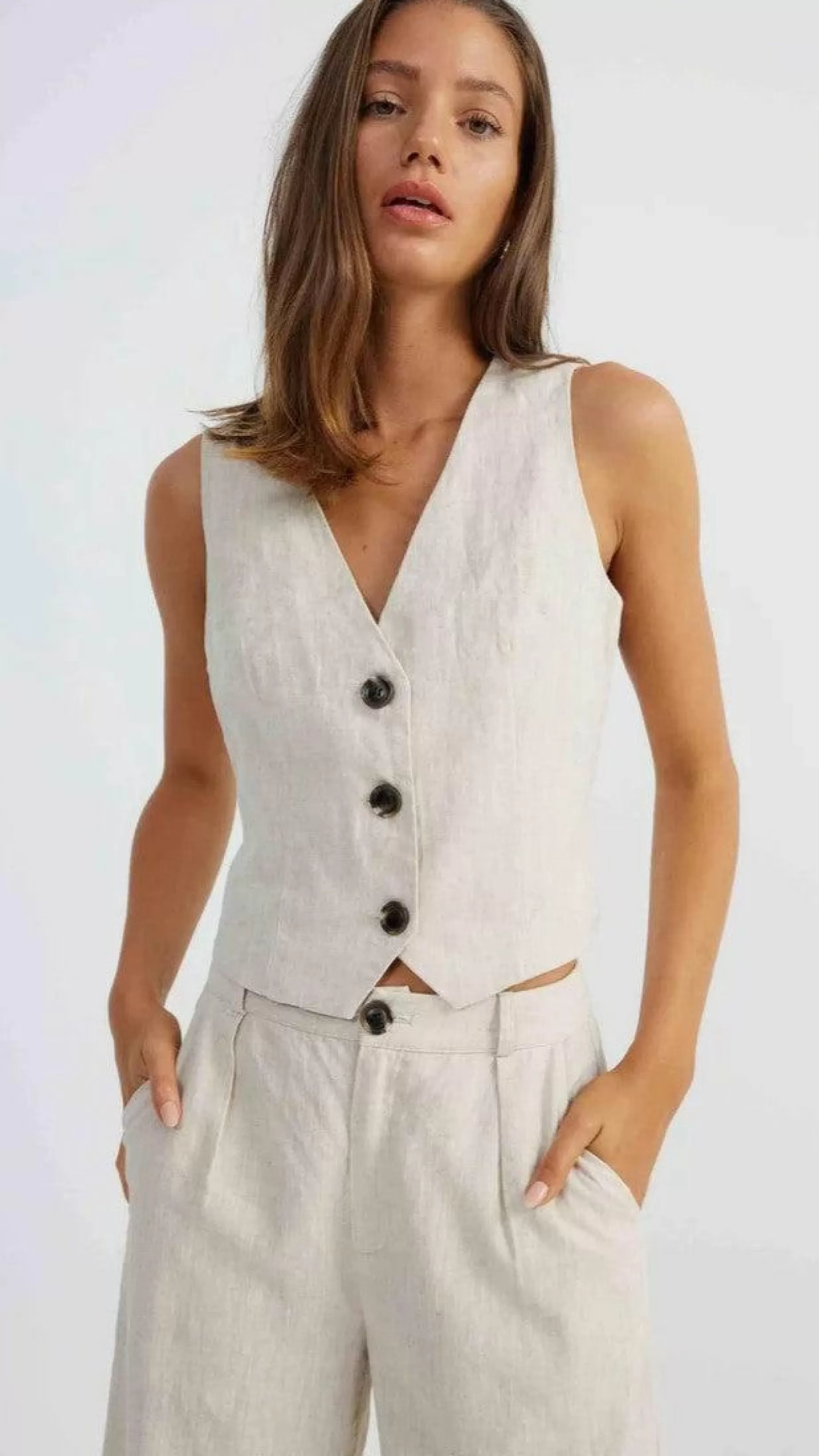 Allegra Linen Vest - | Billy J Clearance