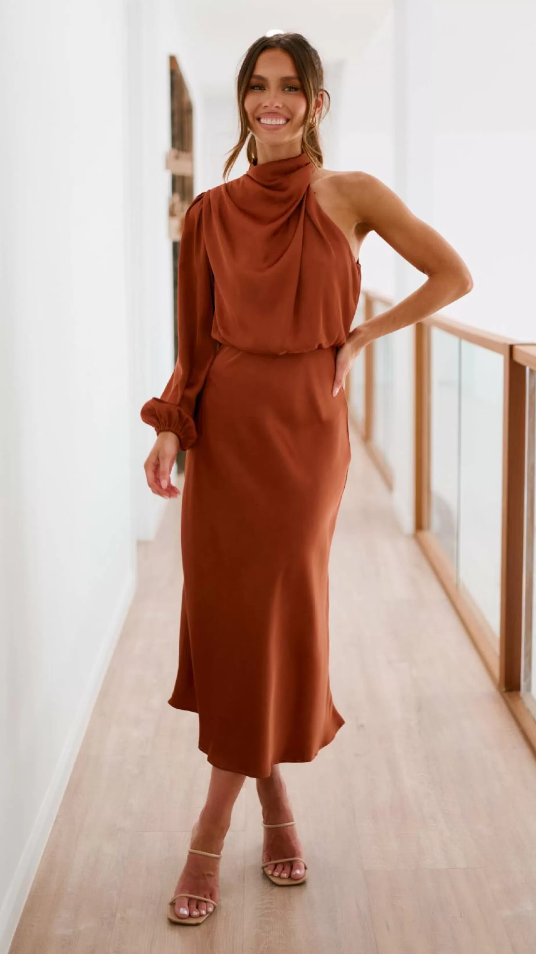 Esther One Shoulder Long Sleeve Dress - | Billy J Best Sale