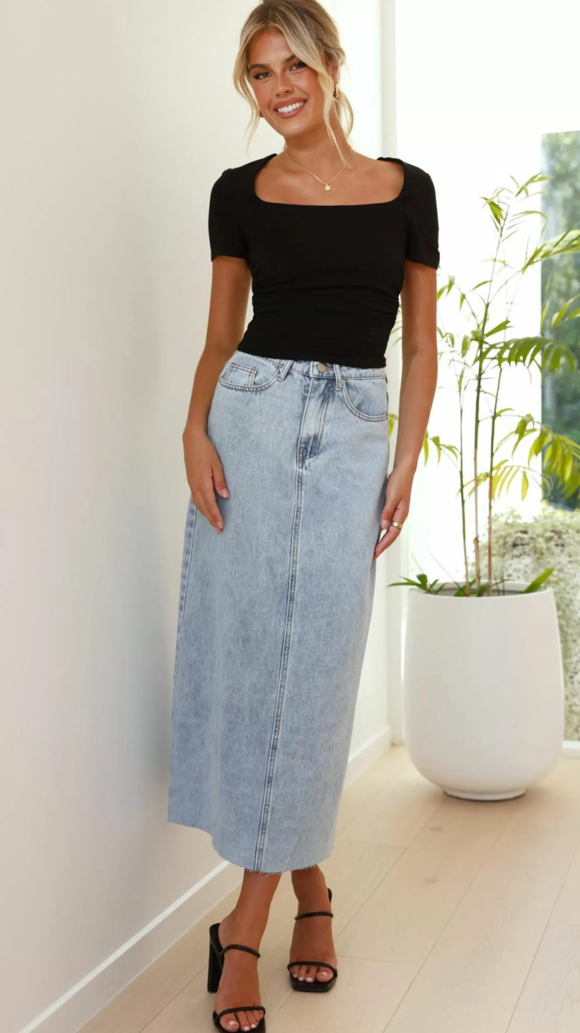 Fabian Denim Maxi Skirt - | Billy J Clearance