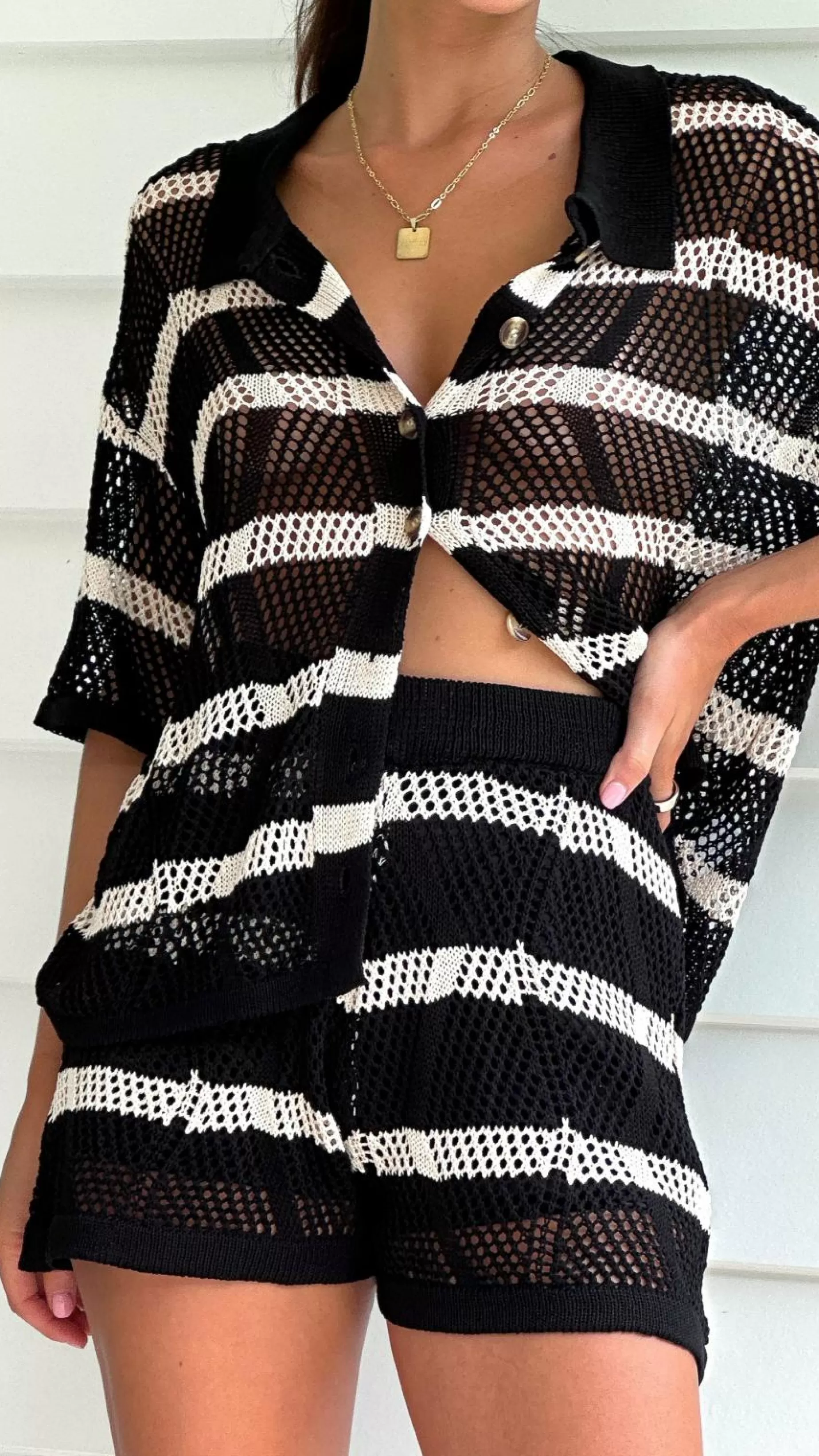Hachiro Button Up Shirt And Shorts Set - | Billy J Cheap