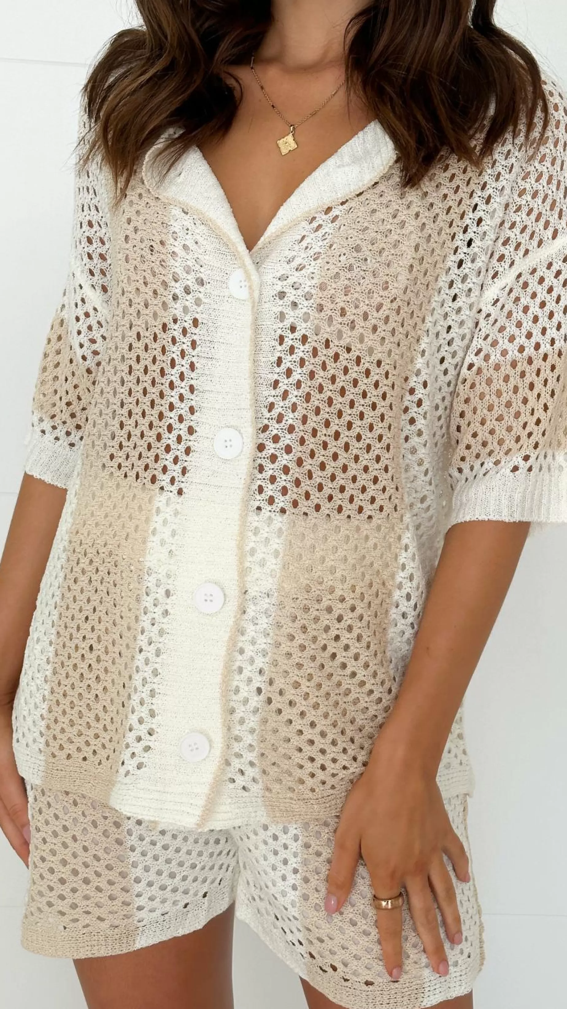 Kadri Knit Button Up Shirt And Shorts Set - | Billy J Store