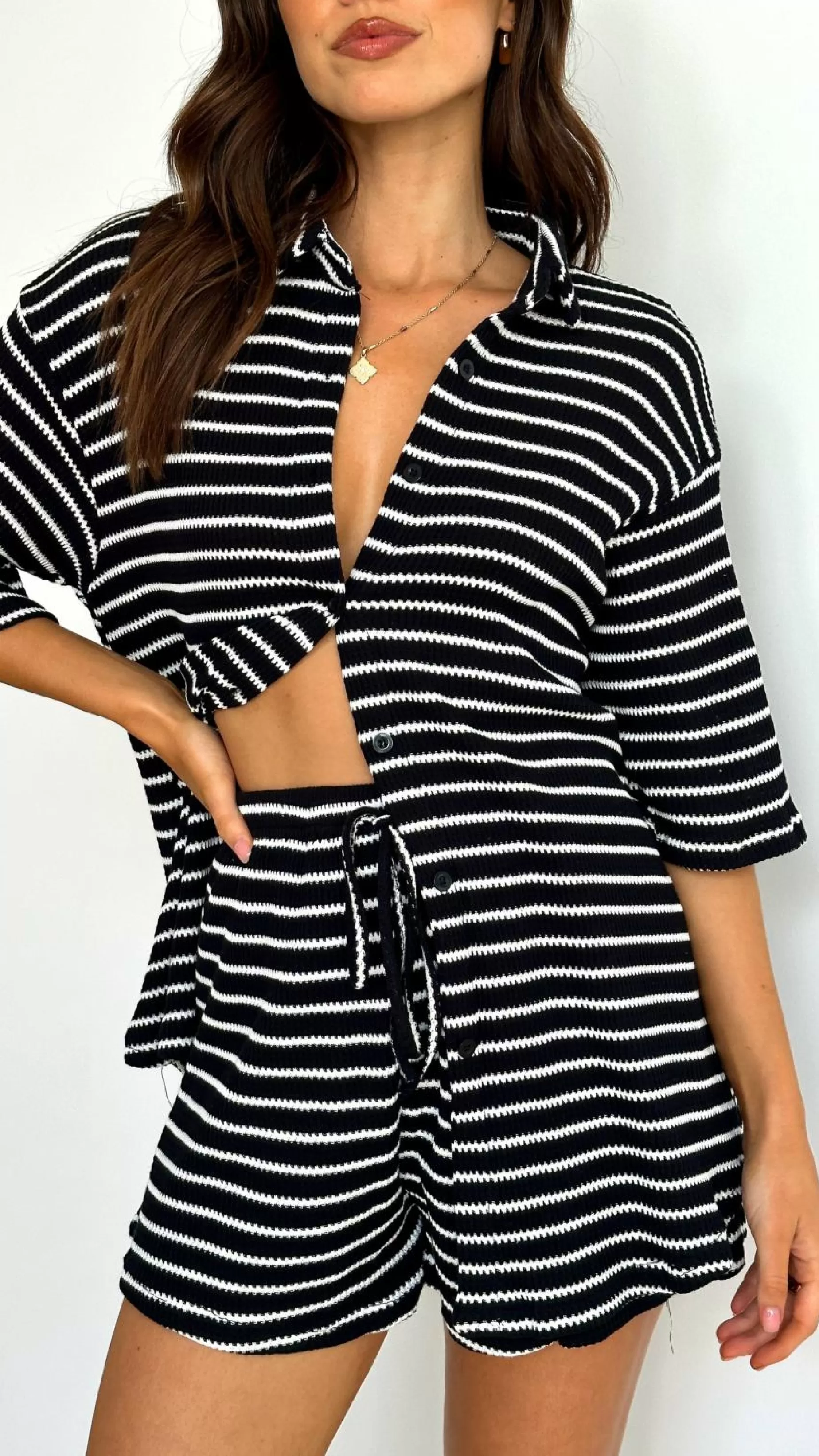 Lacole Button Up Shirt And Shorts Set - | Billy J Hot