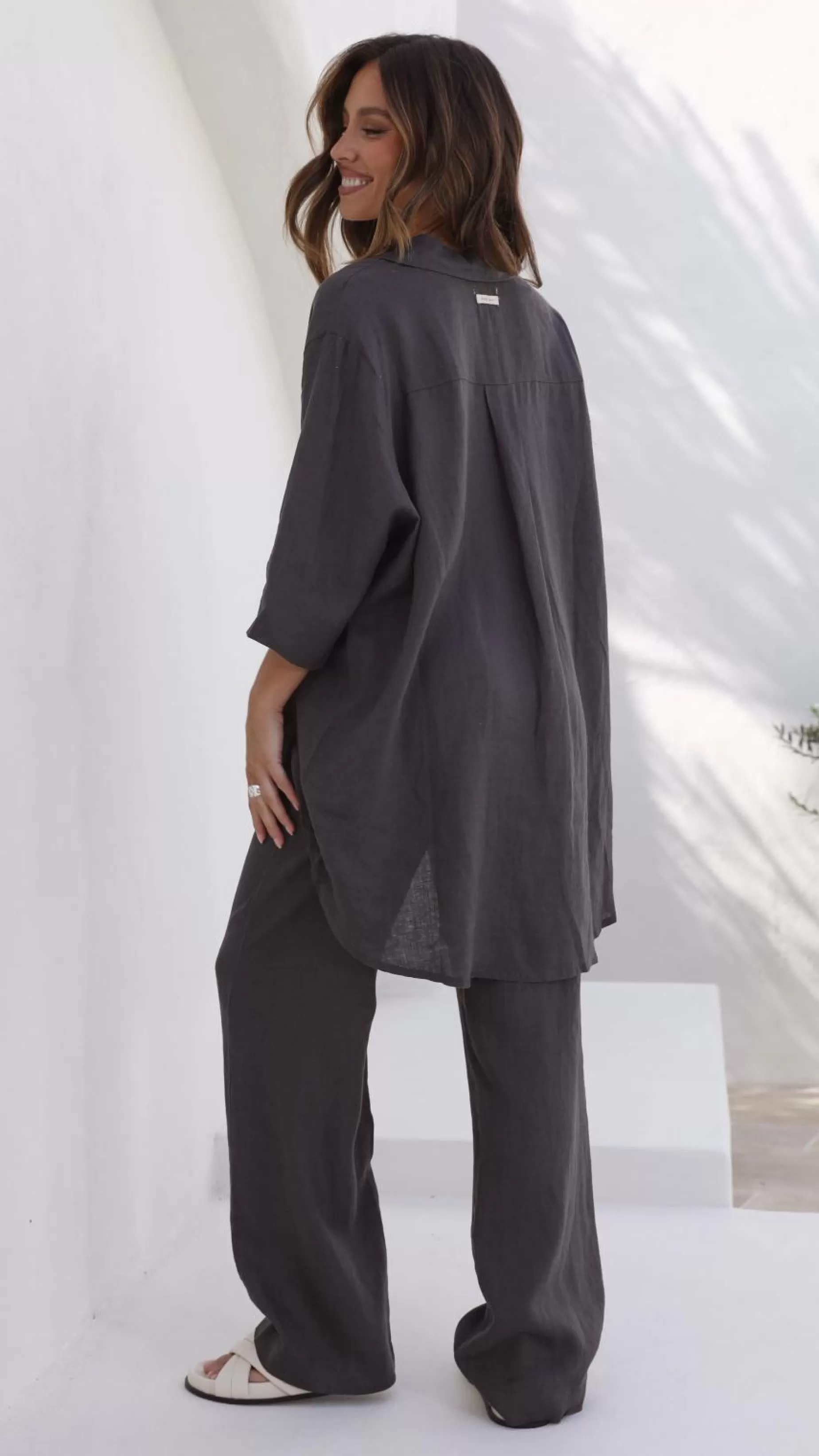 Lounge Linen Longline Shirt - | Billy J Discount