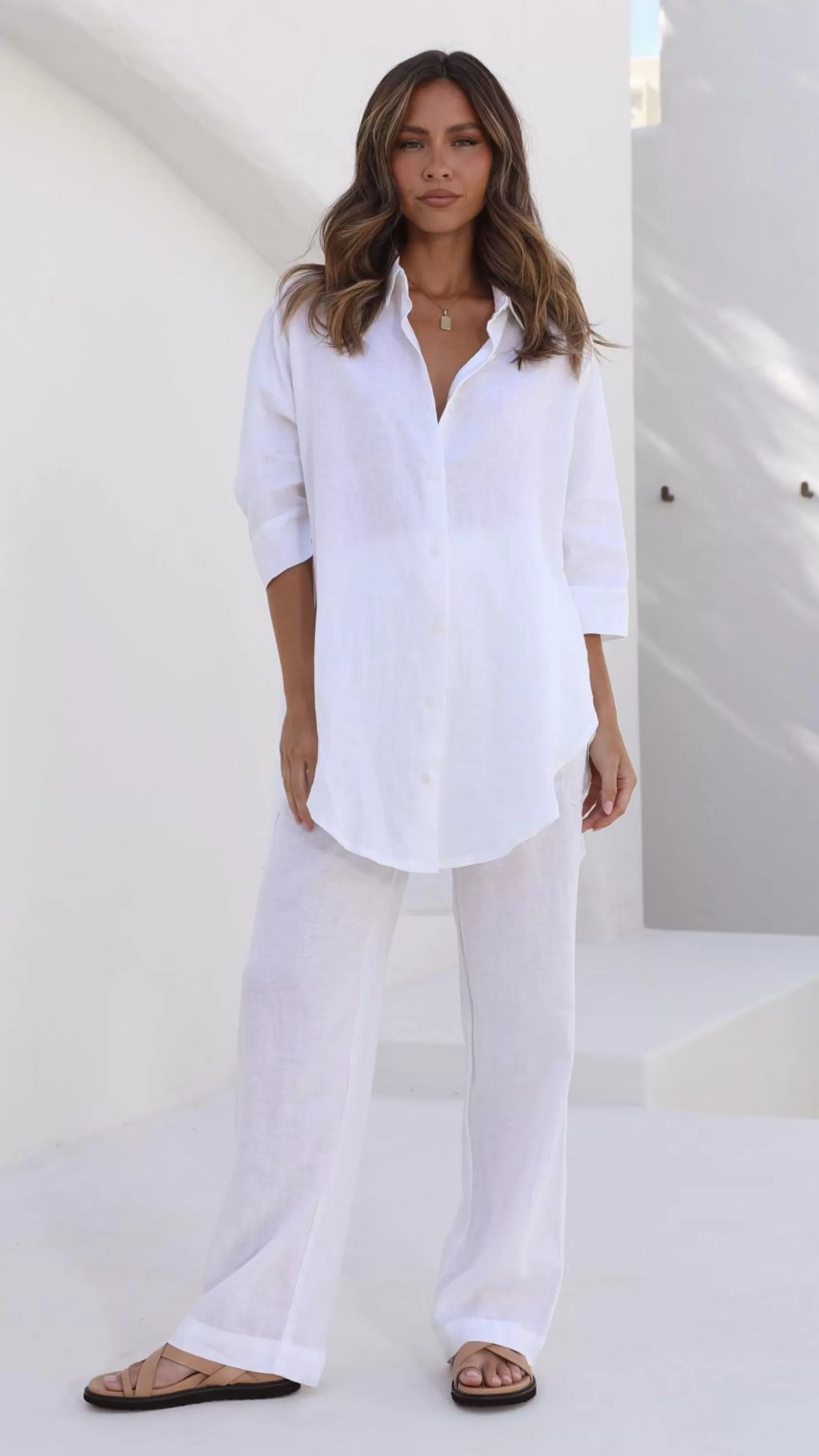 Lounge Linen Longline Shirt - | Billy J Clearance