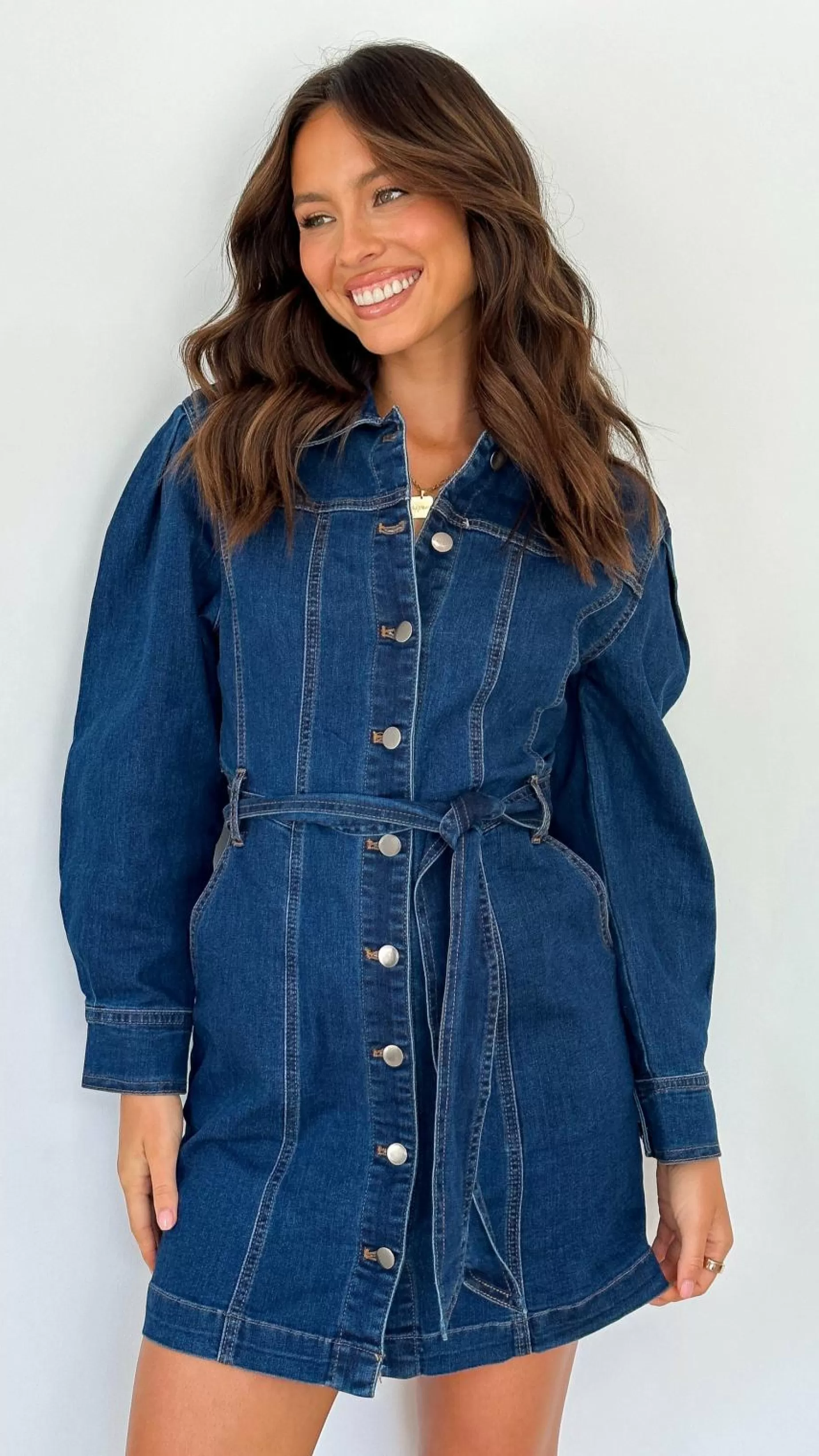 Margie Denim Mini Dress - | Billy J Sale