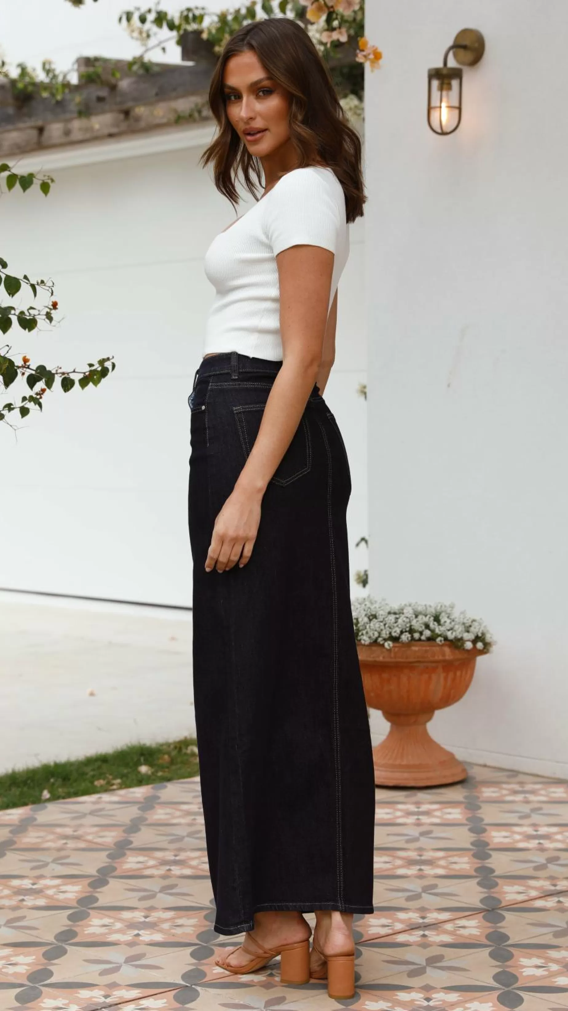 Rennie Denim Maxi Skirt - | Billy J Clearance